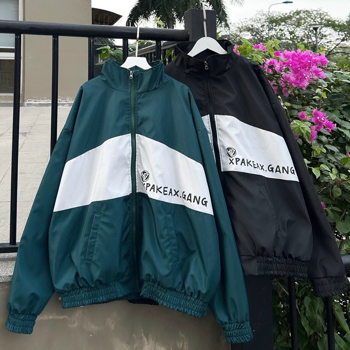 ÁO KHOÁC DÙ Jacket XPKAEAX.GANG MÀU ĐEN VÀ XANH CỔ VỊT KHOÁC NGOÀI CHỐNG NẮNG FORM RỘNG NAM NỮ, Áo khoác dù local brand dày dặn unisex oversize chất dù dày dặn 2 lớp