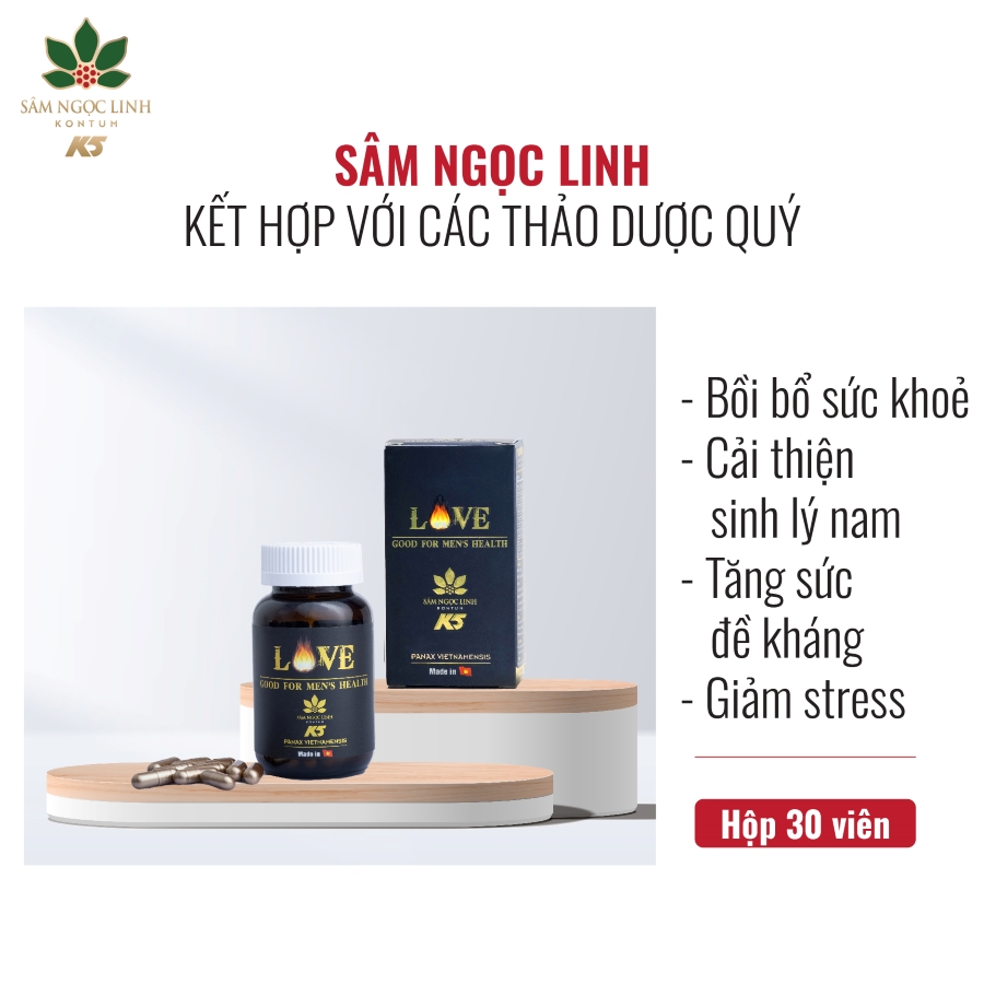 [Deal Sốc] Viên Uống Sâm Ngọc Linh Kon Tum K5 - Love For Men's Tăng Sức Khoẻ Giảm Căng Thẳng Cho Nam