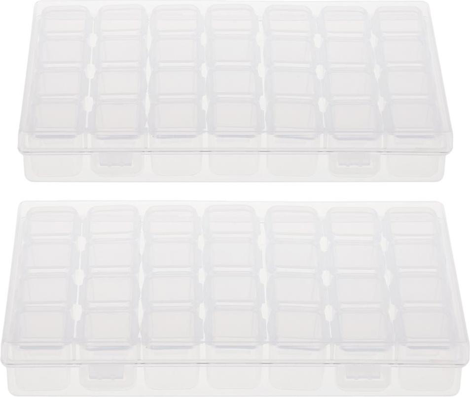 2 Bộ 28 Khe Nhựa Trong Tổ Chức Bình Chứa Túi Cất Giữ Móng Đầu Trang Sức Hạt