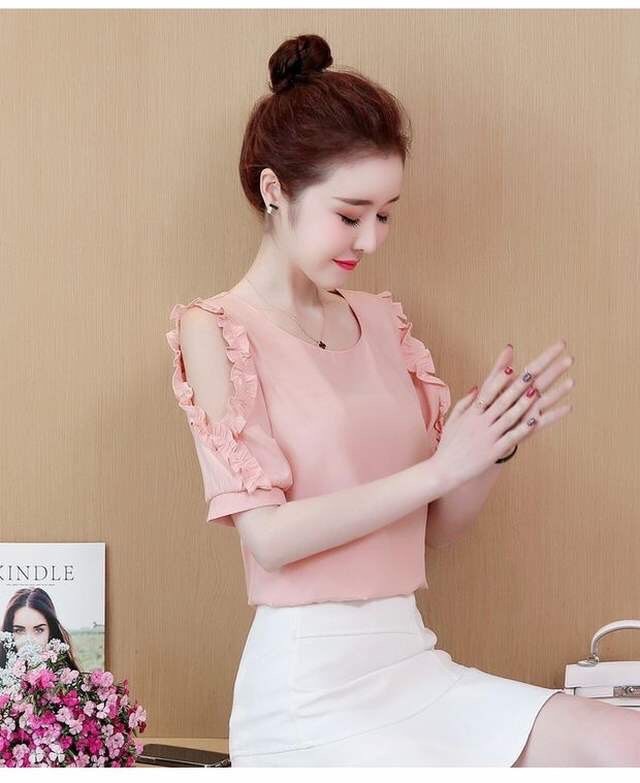 Áo kiểu nữ khoét vai xinh xắn - AKN88459