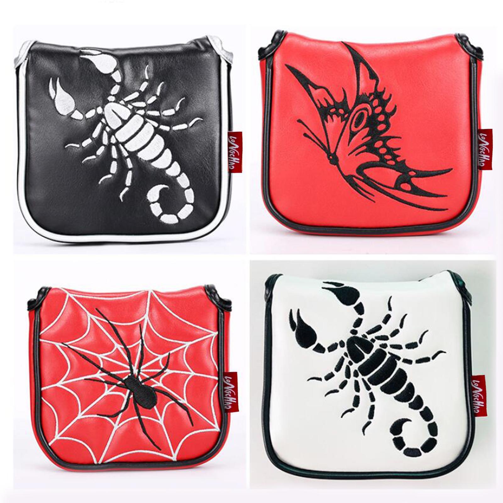 2xUniversal Golf Mallet Putter Cover Square Headcover Magnetic Closure Guard Scorpion White