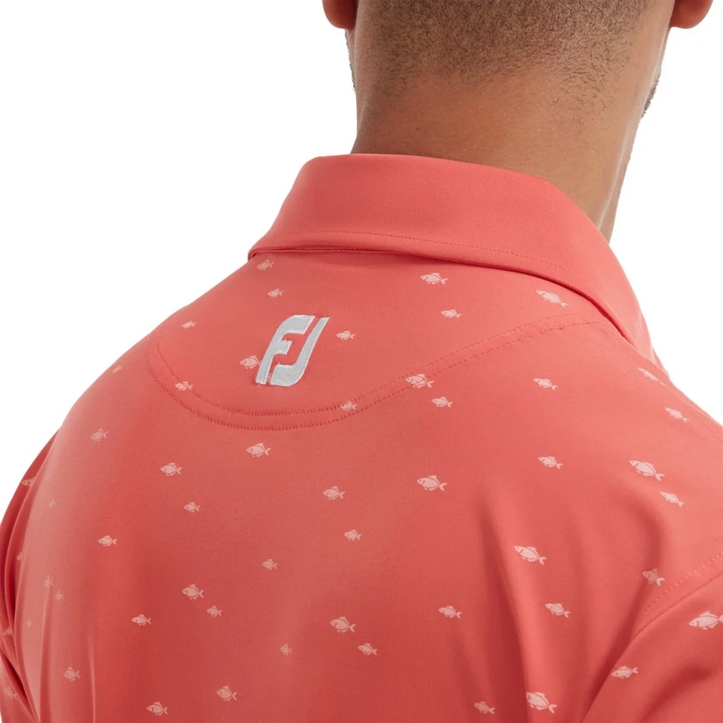 Polo Golf Nam Footjoy FJ School of Fish Print Lisle, Self Collar - 87095 - Sản phẩm được thiết kế với màu sắc nổi bật, tạo ấn tượng cho người sử dụng