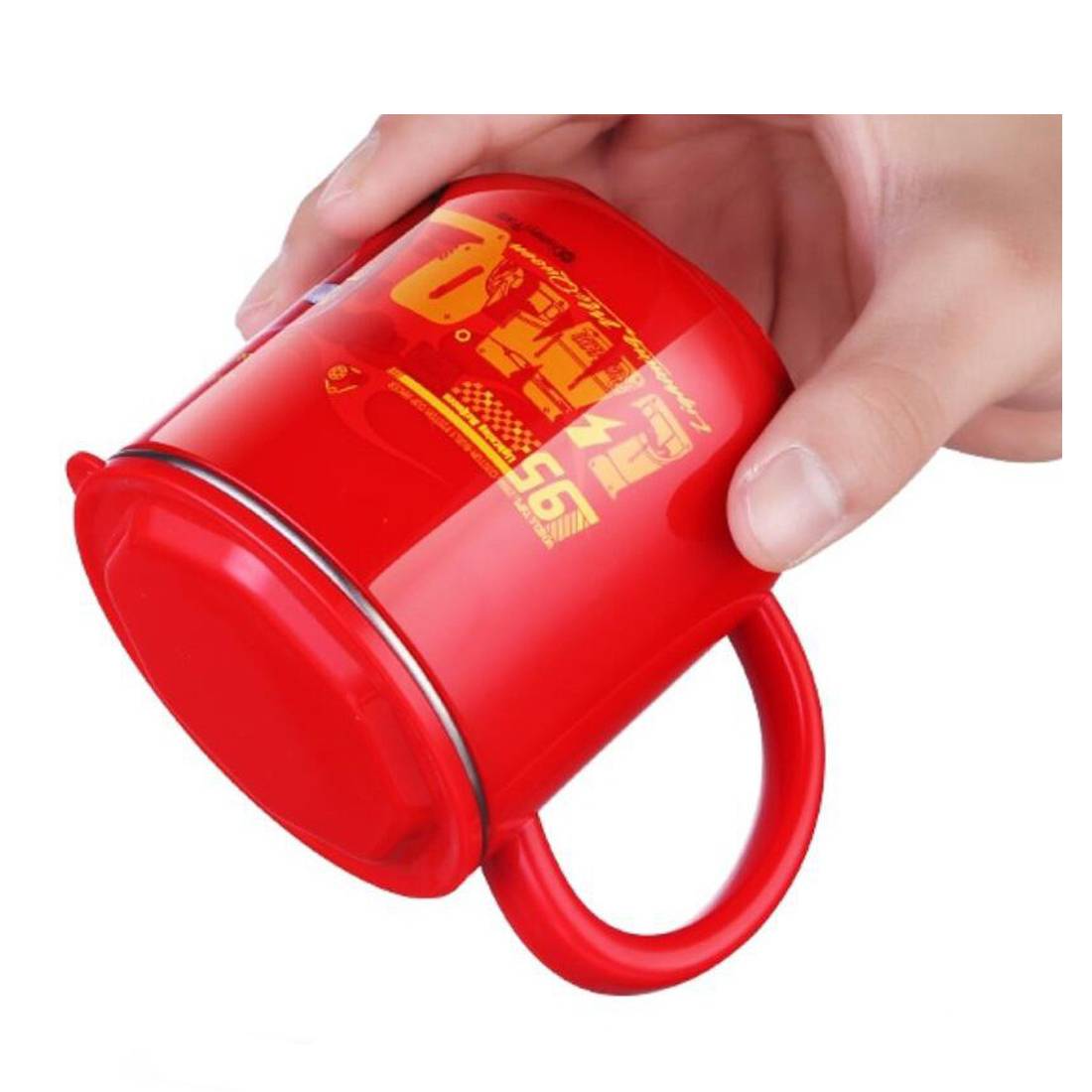 Ly cốc giữ nhiệt Disney in hình xe đua Car Mcqueen có nắp và quai cầm cho bé - 260ml
