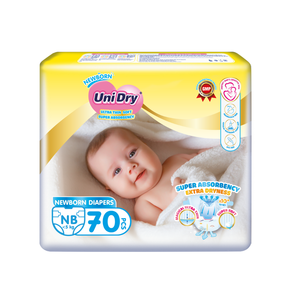 Tã Dán sơ sinh UniDry Newborn Siêu Mỏng Mềm, Siêu Thấm Hút (Dưới 5kg) -  70 miếng