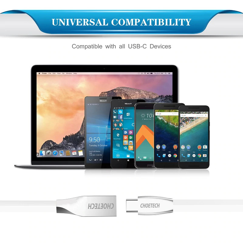 Dây cáp sạc Type-C sạc nhanh 2.4A CHOETECH AC012 cho Smartphone / iPad Pro hỗ trợ truyền dữ liệu 480Mbps - Hàng nhập khẩu