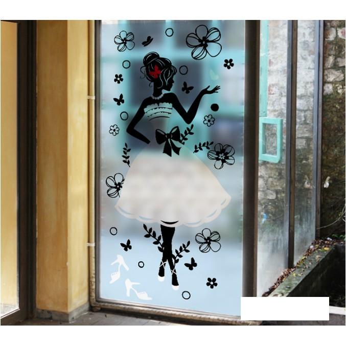 Decal Dán Kính Cao Cấp - Cô Gái Đầm Trắng