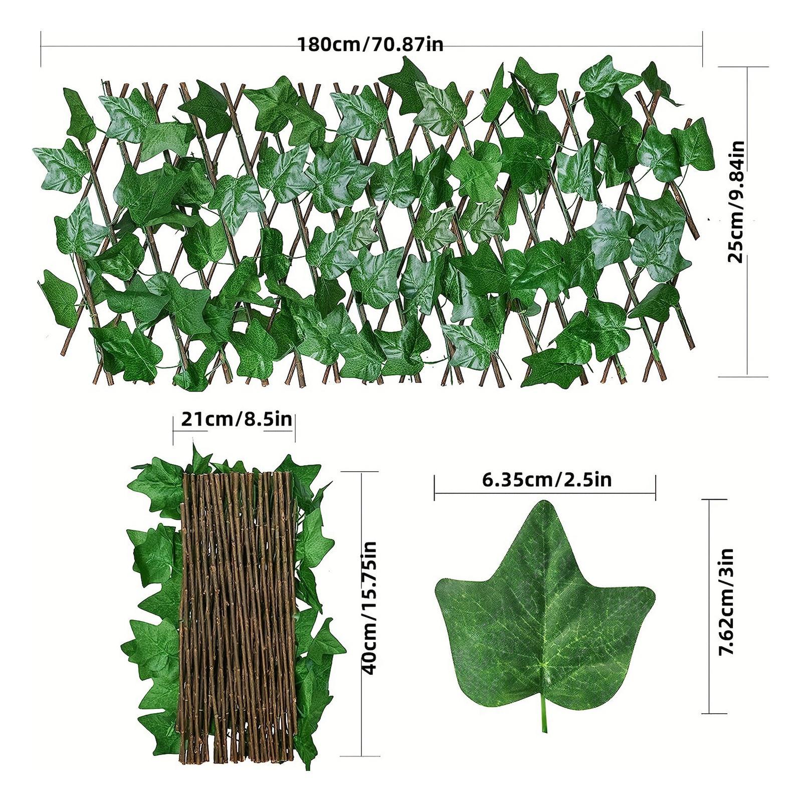 Artificial Faux Privacy Fence, Faux Ivy Fencing Panel, Artificial Hedges Expandable/Stretchable Artificial Leaf Ivy Privacy Fence for Backyard