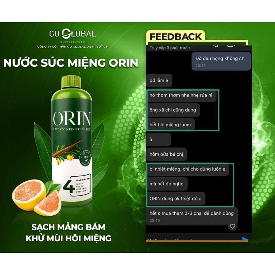 Nước súc miệng thảo mộc Orin 100ml ( Dược Phương Nam) ngừa sâu răng, kháng khuẩn, tan mảng bám