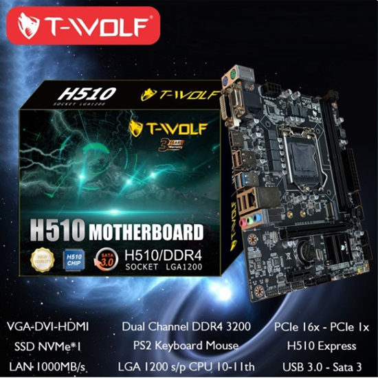 Bo Mạch Chủ Main T-WOLF H510 (VGA/ HDMI/ SSD M.2 chuẩn PCIe) Socket LGA1200 - Hàng Chính Hãng