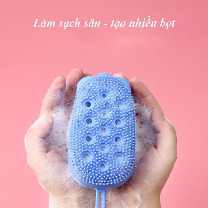 Bông tắm silicon 2 mặt tạo bọt 2 mặt tẩy da chết, tạo bọt massage body