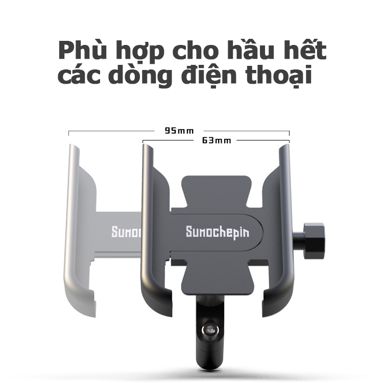 Kẹp điện thoại hợp kim nhôm giá đỡ điện thoại gắn xe máy xe đạp