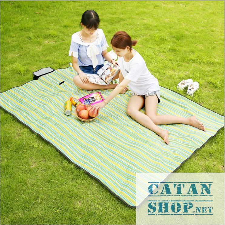 Bạt trải cắm trại 1M5 * 2M xếp gọn, thảm trải đi phượt, picnic 3 lớp chống thấm tuyệt đối có quai xách cao cấp