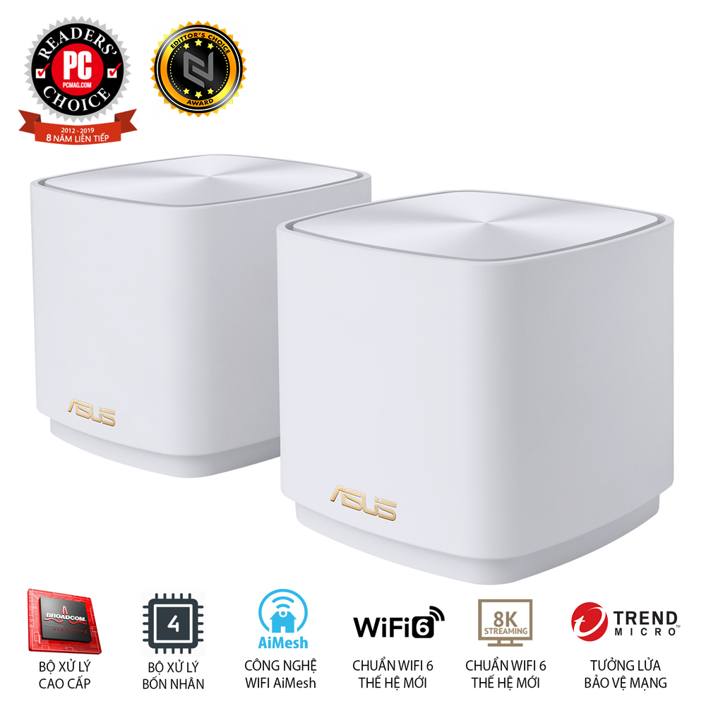 Hệ thống MESH WI-FI 6 ASUS XD4R (W-3-PK) Mini ZenWiFi AX1800 Băng Tần Kép - Hàng Chính Hãng