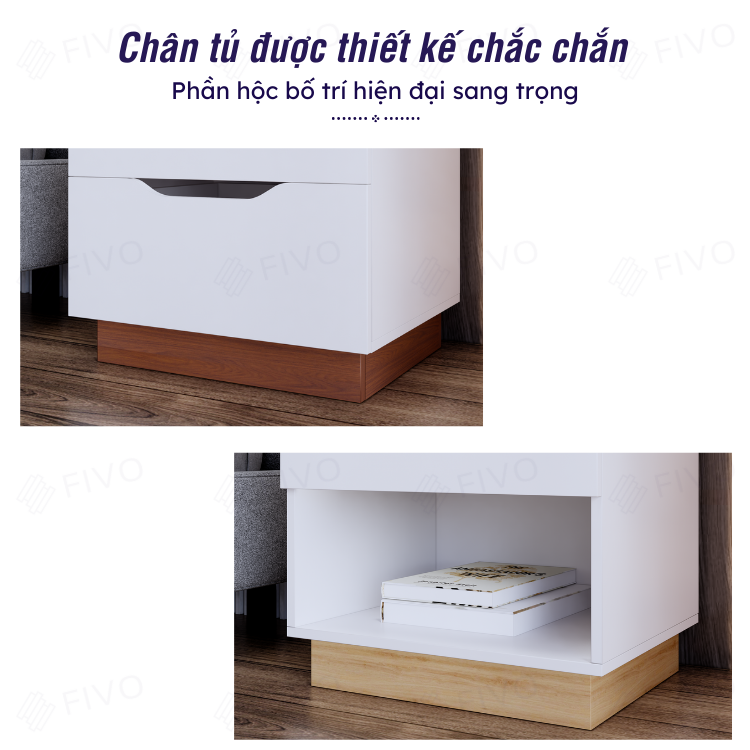 Tủ Đầu Giường Mini Hộc Tủ Có Ray Kéo Cao Cấp Thiết Kế Hiện Đại FIVO FT18 Phù Hợp Với Mọi Không Gian Phòng Ngủ