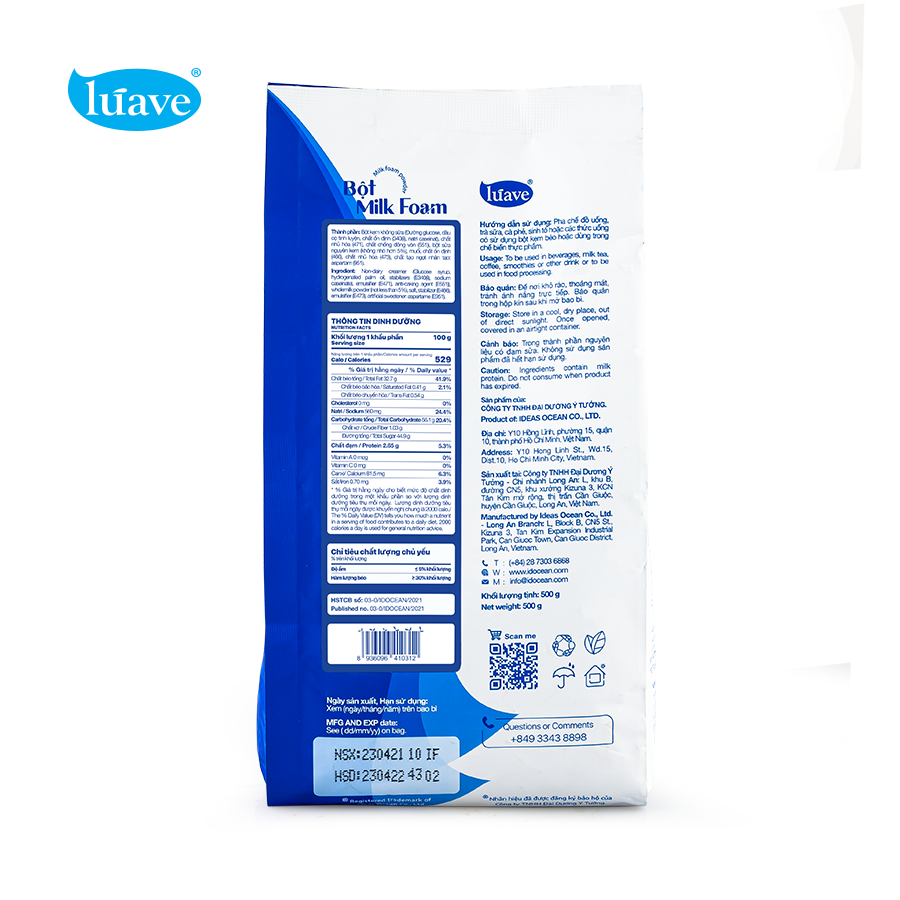 Bột Milk Foam Nguyên Vị - LÚAVE - 0.5kg