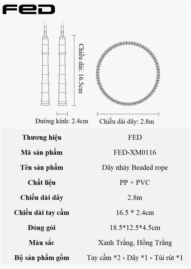 Dây Nhảy Trẻ Em, Dây Beaded Rope FED-XM0116