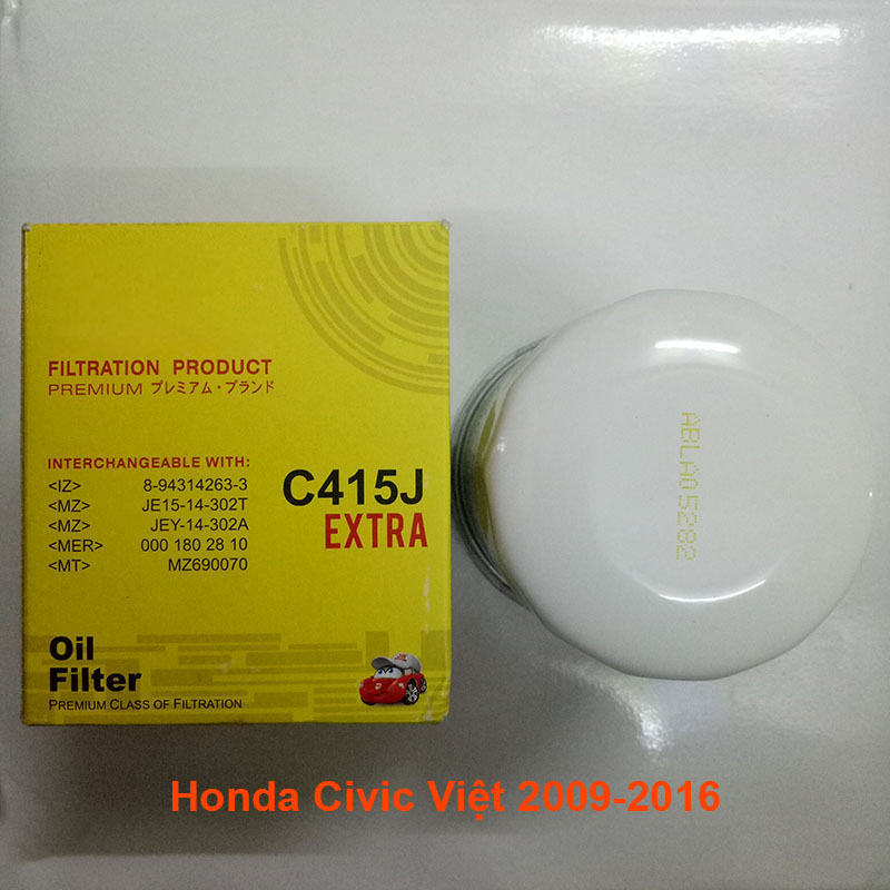 Lọc nhớt cho xe Honda Civic Việt Nam 1.8 và 2.0 2009, 2010, 2011, 2012, 2013, 2014, 2015, 2016 15400-PC6-003 mã C415J/C809J-10