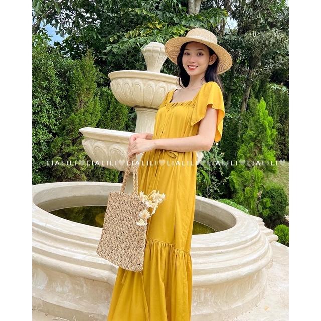 Đầm cánh tiên form dài vải linen lụa ít  thích hợp mặc đi biển dạo phố - THIẾT KẾ TỪ LIALILI