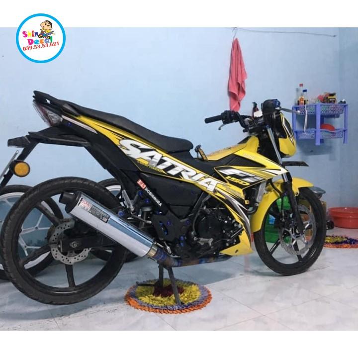 Tem xe satria fi sấm sét dán xe vàng