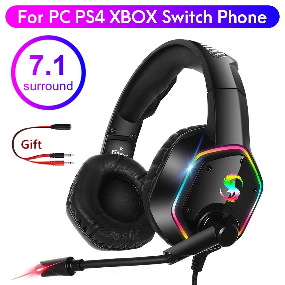7.1 Stereo Chơi Game RGB Tai Nghe Game Thủ Tai Nghe Có Mic Cho PC PS4 PS5, trên Tai Chống Ồn Máy Tính Điện Thoại Tai Nghe Nhét Tai