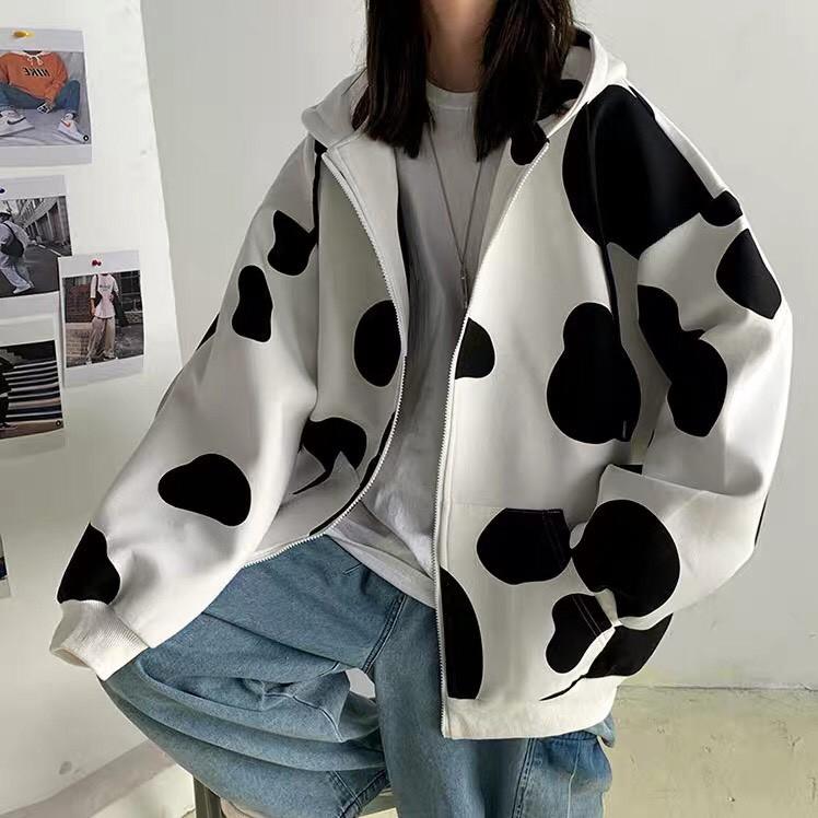 Áo khoác nỉ unisex form rộng cardigan Bò Sữa nam nữ ulzzang Wind