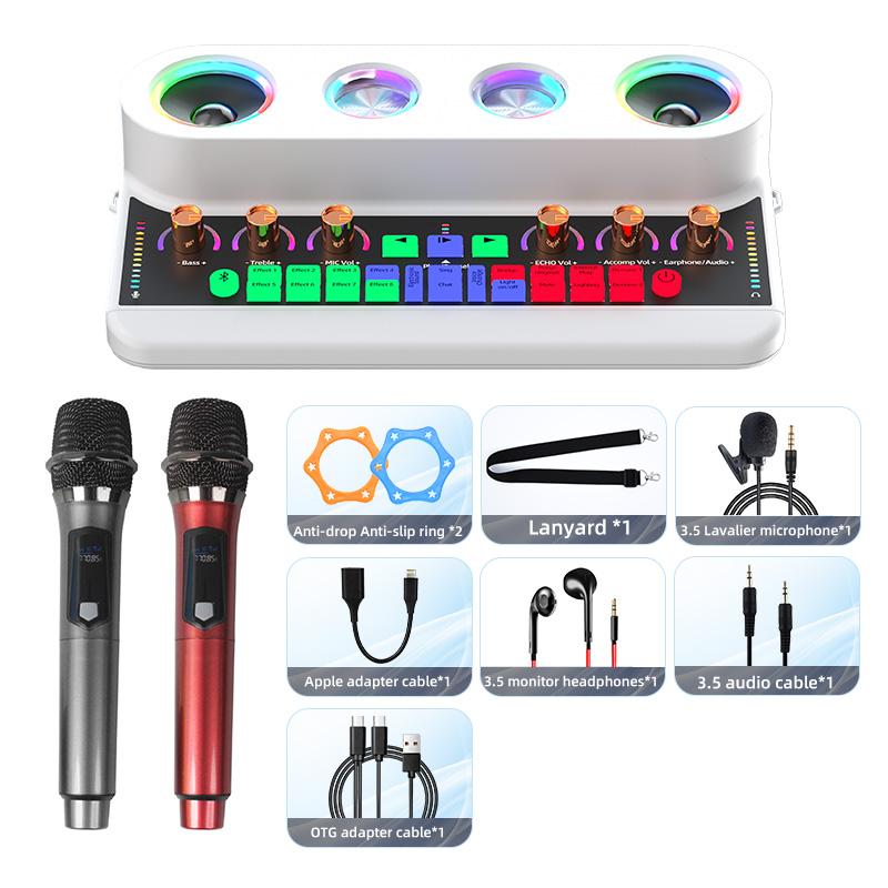 Sound Card Loa Karaoke Hát Trực Tiếp Tại Nhà Hiệu Ứng Thay Đổi Âm Thanh Máy Âm Thanh Tất Cả Trong Một Mic Cho Gia Đình KTV Phát Trực Tiếp Màu Mới: S20-Trắng-L