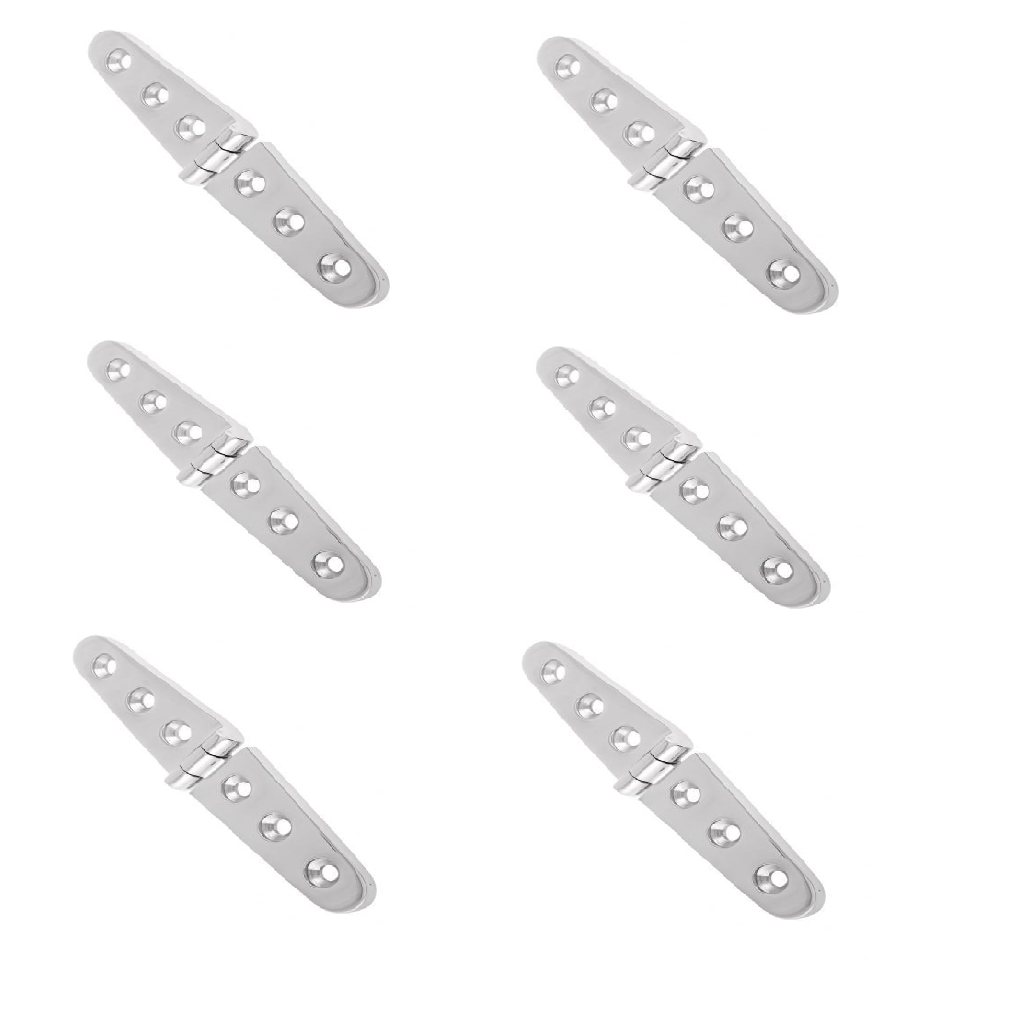 6pcs 6 Inch Cast Strap Hinge For Marine Polished Stainless Steel Width 1 ''