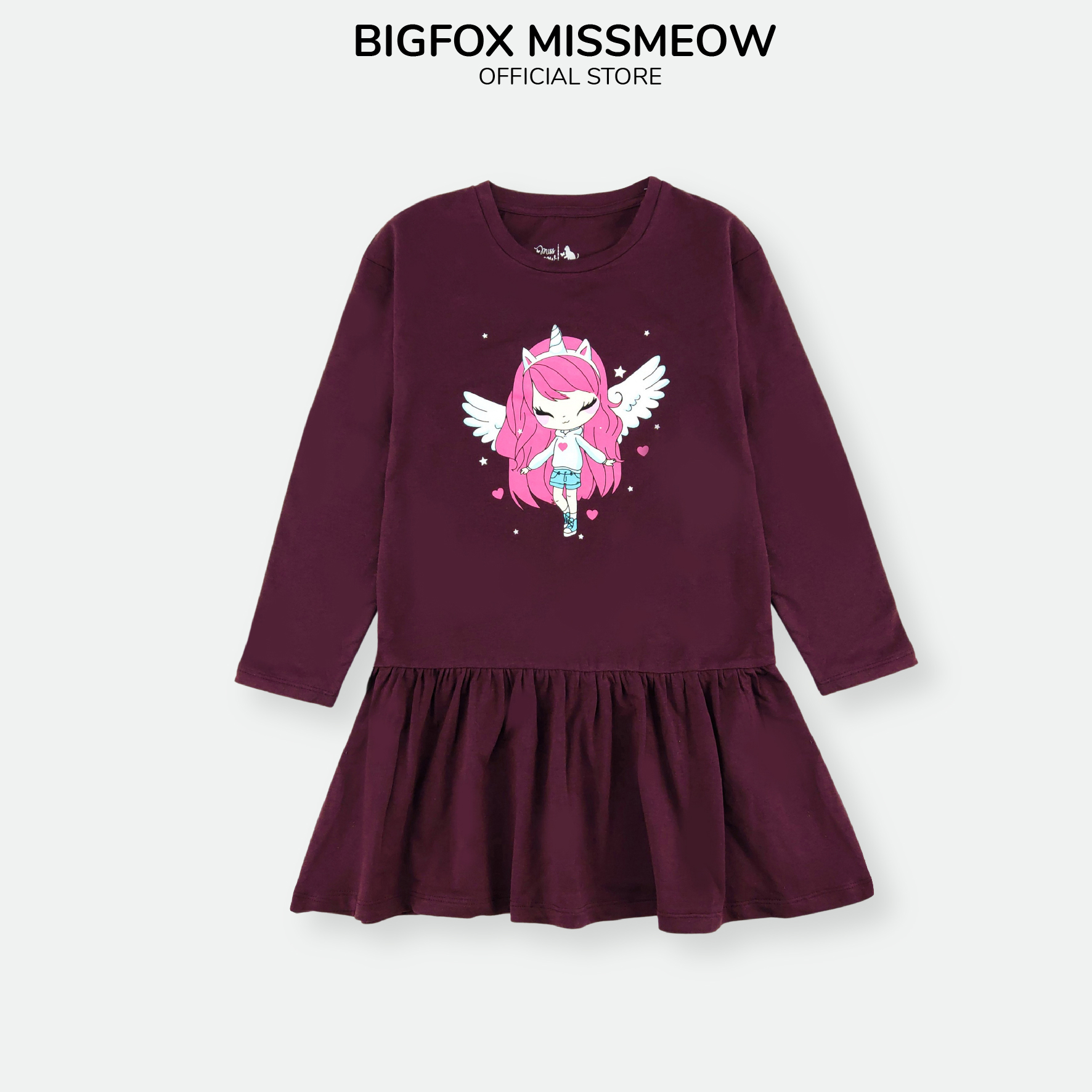 Váy bé gái BIGFOX - MISS MEOW thu đông, váy dài tay cho bé size đại hình bé thiên thần 10 - 38 kg