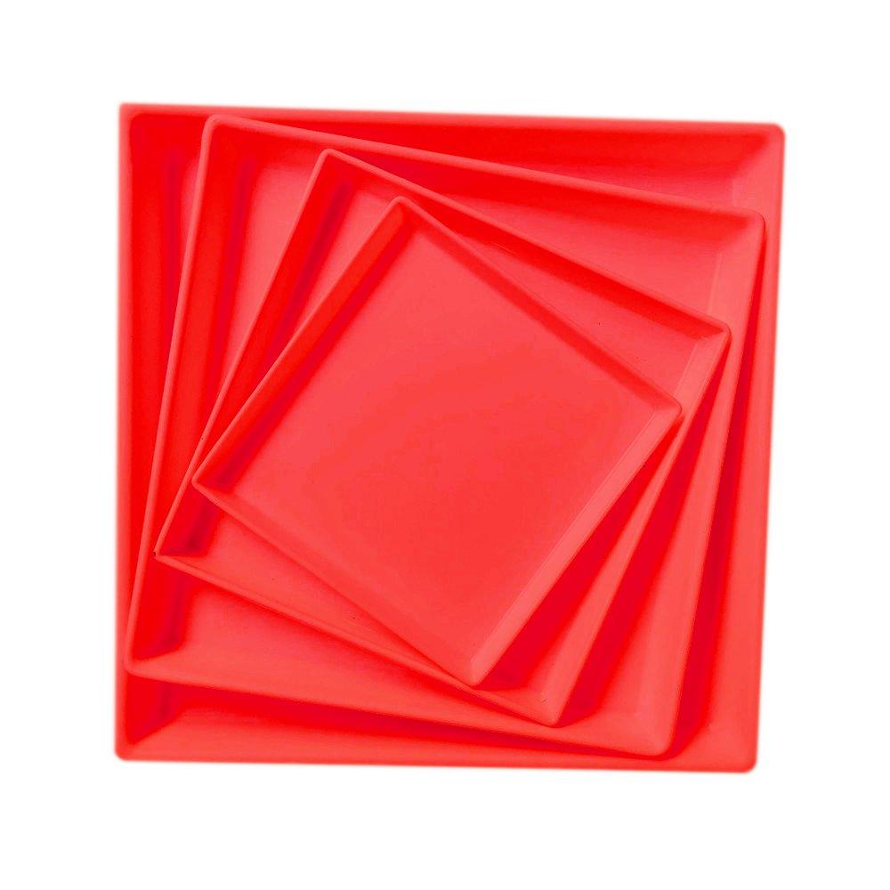Bộ 100 Đĩa Vuông Lót Chậu Trồng Cây Size 16 - Màu Đỏ VTNN Nông Điền Trang
