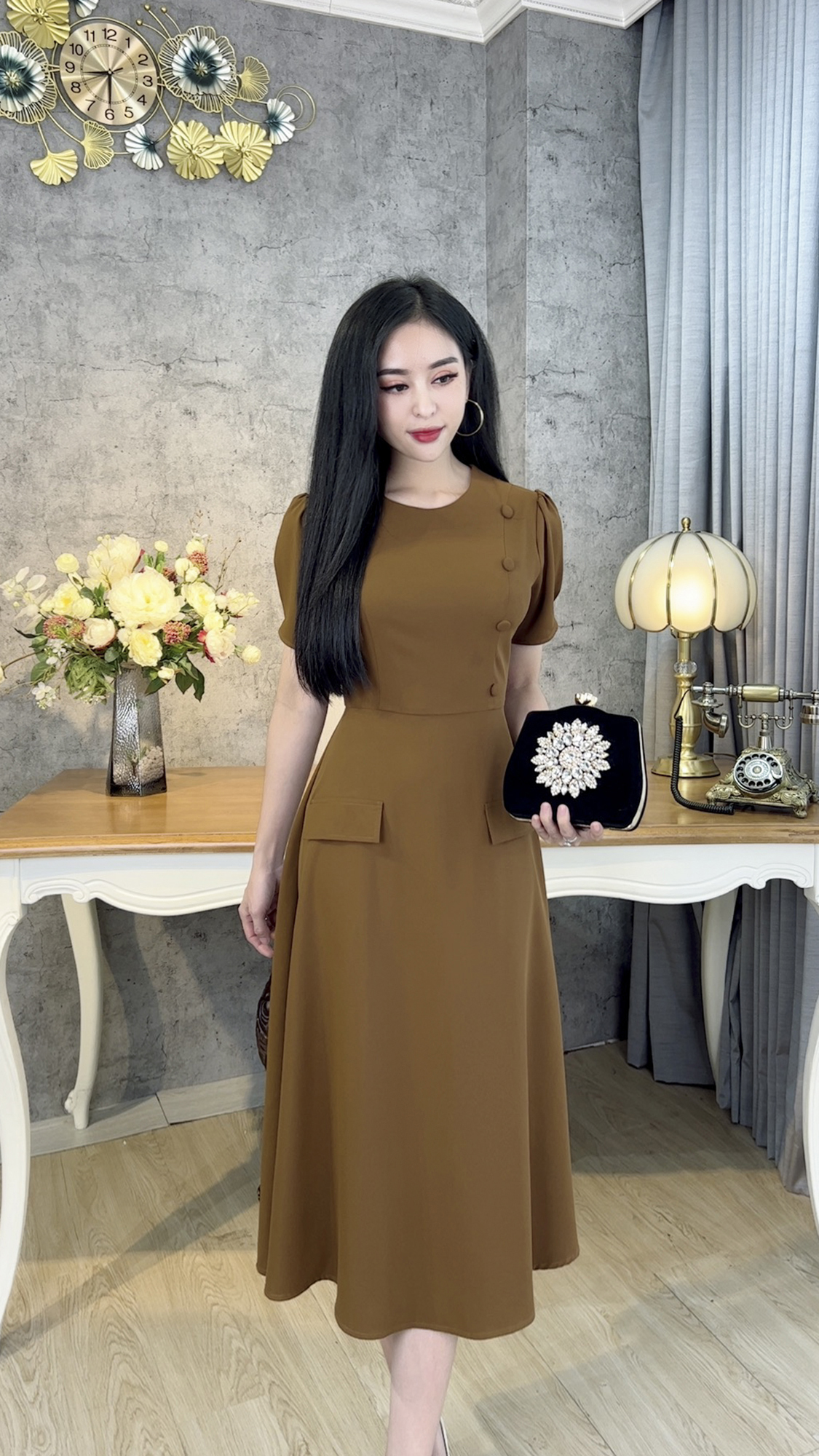 Đầm Trung Niên [ Linh Trà ] (TM 555) Bigsize Màu Sắc Trẻ Trung Tươi Sáng Họa Tiết Sang Trọng Đi Làm Đi Tiệc Cho Bà