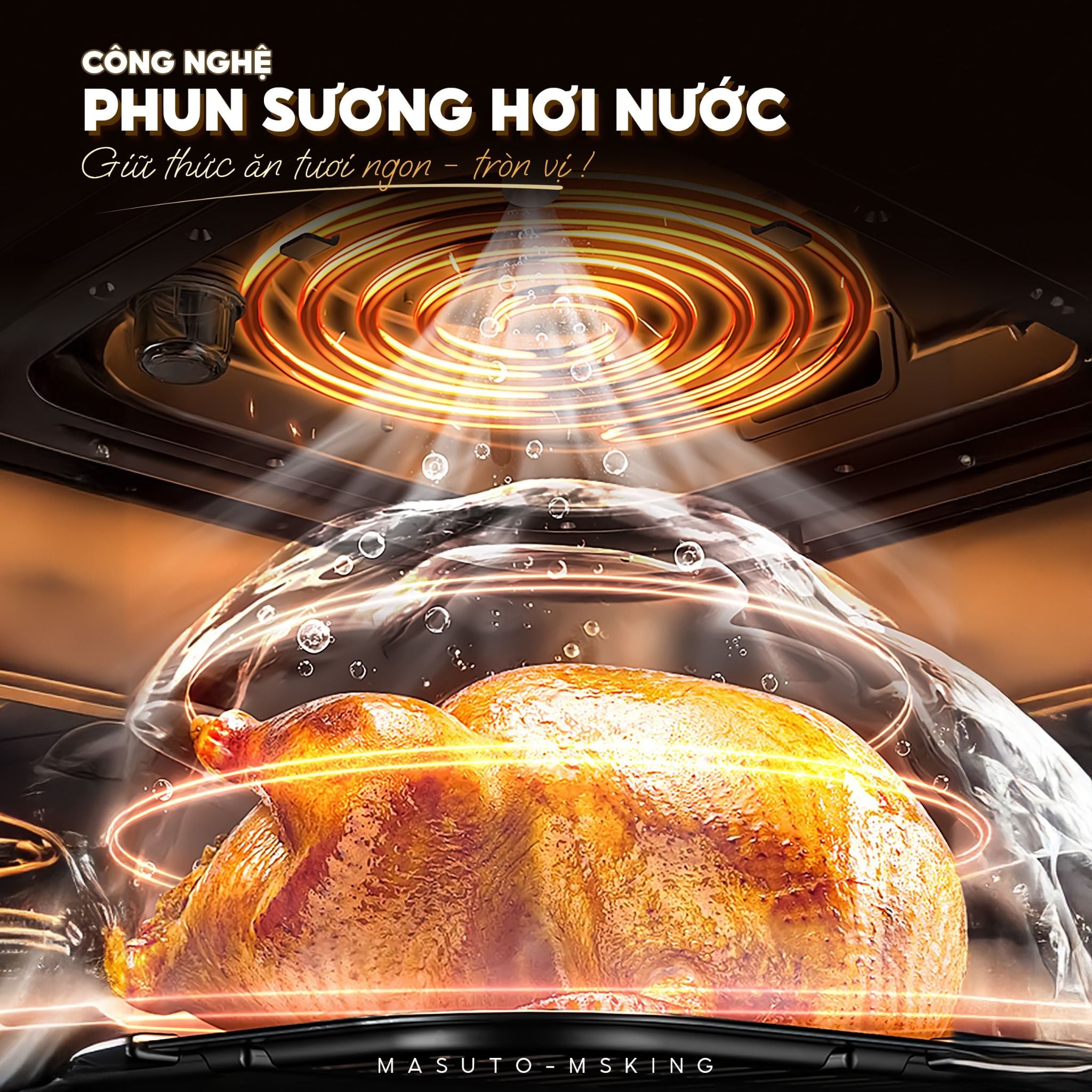Nồi chiên không dầu phun sương Masuto MSKing 6L - 2 tầng đốt không cần trở lật - Hàng chính hãng
