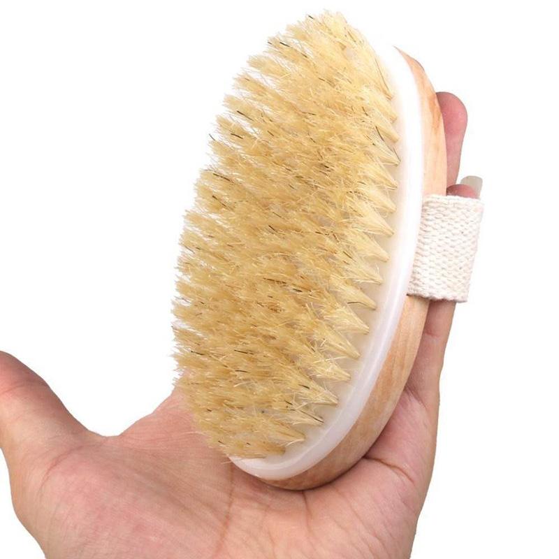 Bàn Chải Tắm Bằng Gỗ Lông Mềm Tự Nhiên