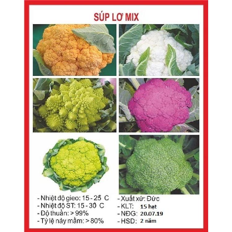 Combo 4 gói hạt giống súp lơ các loại-gói 1gram-tặng kèm gói phân bón lót