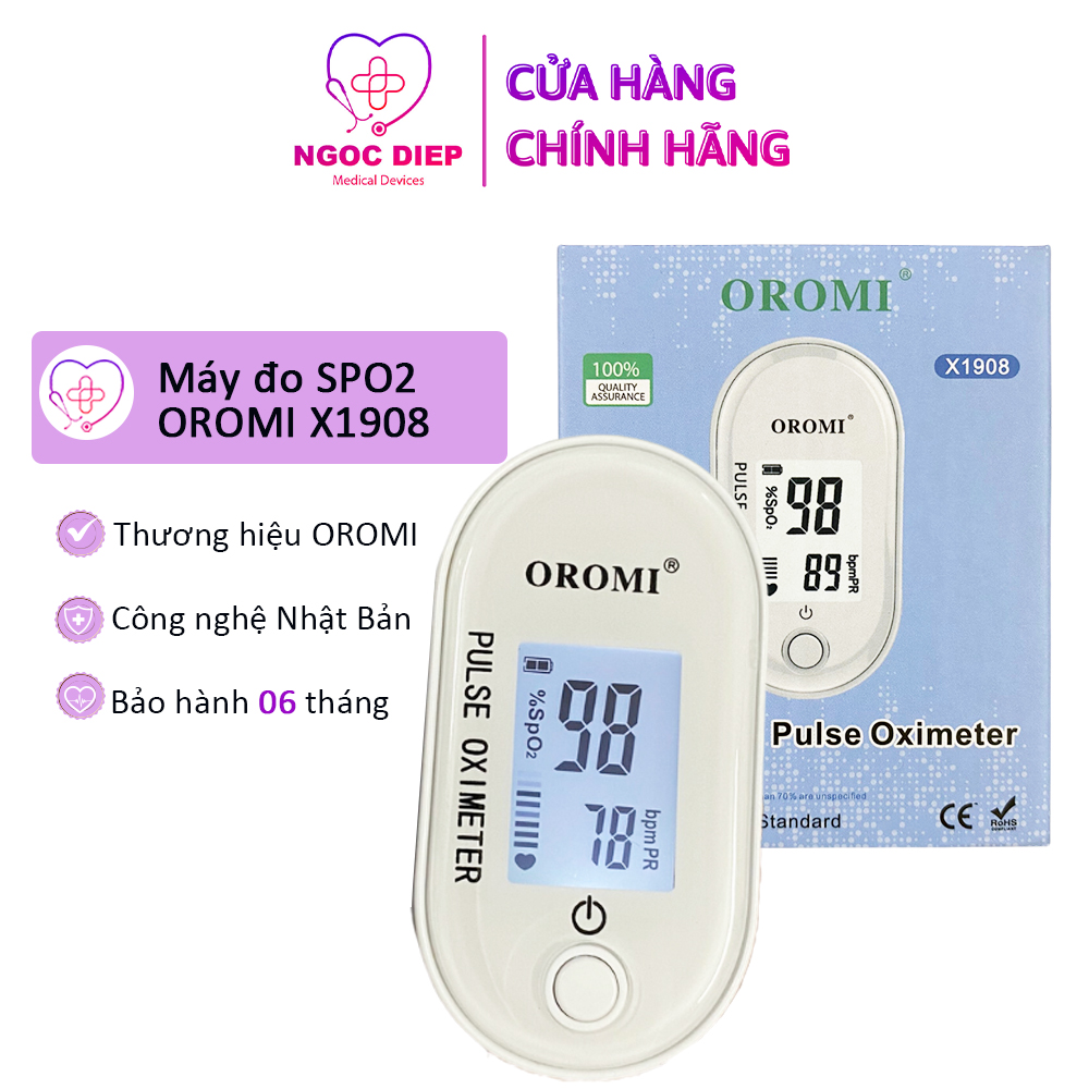 Máy đo SpO2 OROMI X1908 - Đo nồng độ oxy trong máu và nhịp tim qua đầu ngón tay