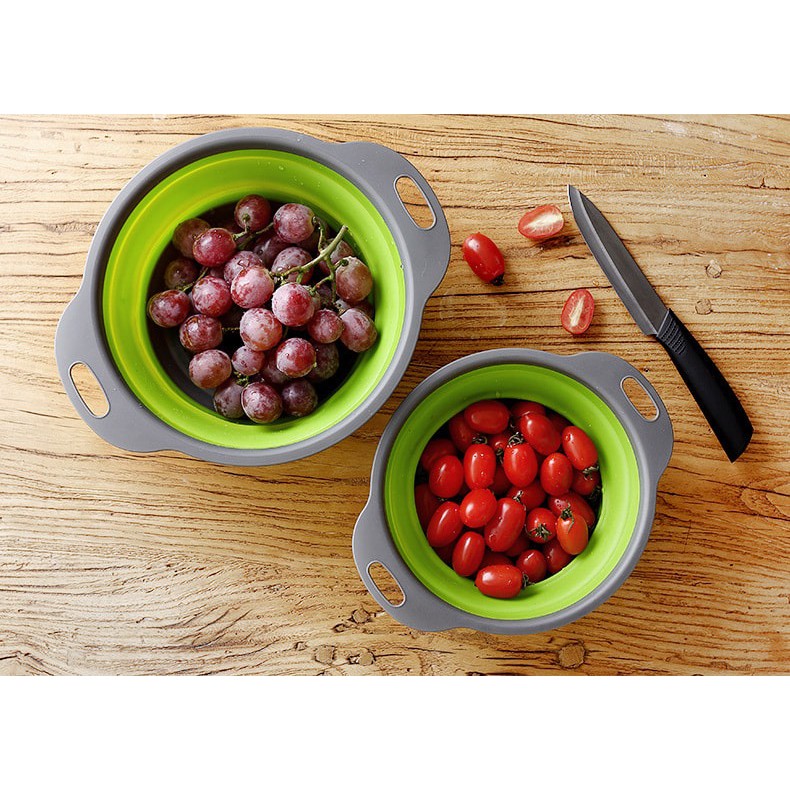 Combo 2 rổ đựng có thể gấp gọn (rổ lớn 29*24*9,3cm, rổ nhỏ 24,5*20*8,5cm) - màu giao ngẫu nhiên