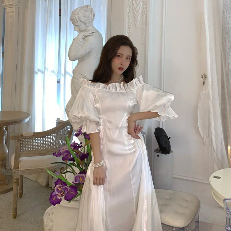 {CÓ SẴN} ĐẦM MAXI VÁY MAXI TRỄ VAI TAY BỒNG TRẮNG HỞ LƯNG ĐI BIỂN ĐI TIỆC CÔ DÂU TIỂU THƯ BÁNH BÈO QUẢNG CHÂU