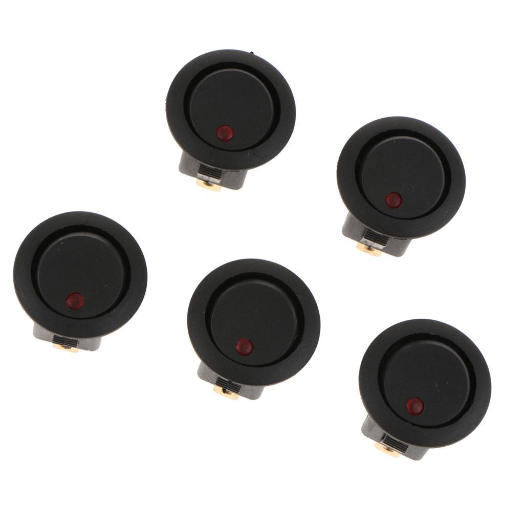 10Pcs 12V 16A On/off Toggle Switch 3PIN Dot Led light Car Truck Boat Round Rocker SPST Switch Mini Press Buttion-2 Color