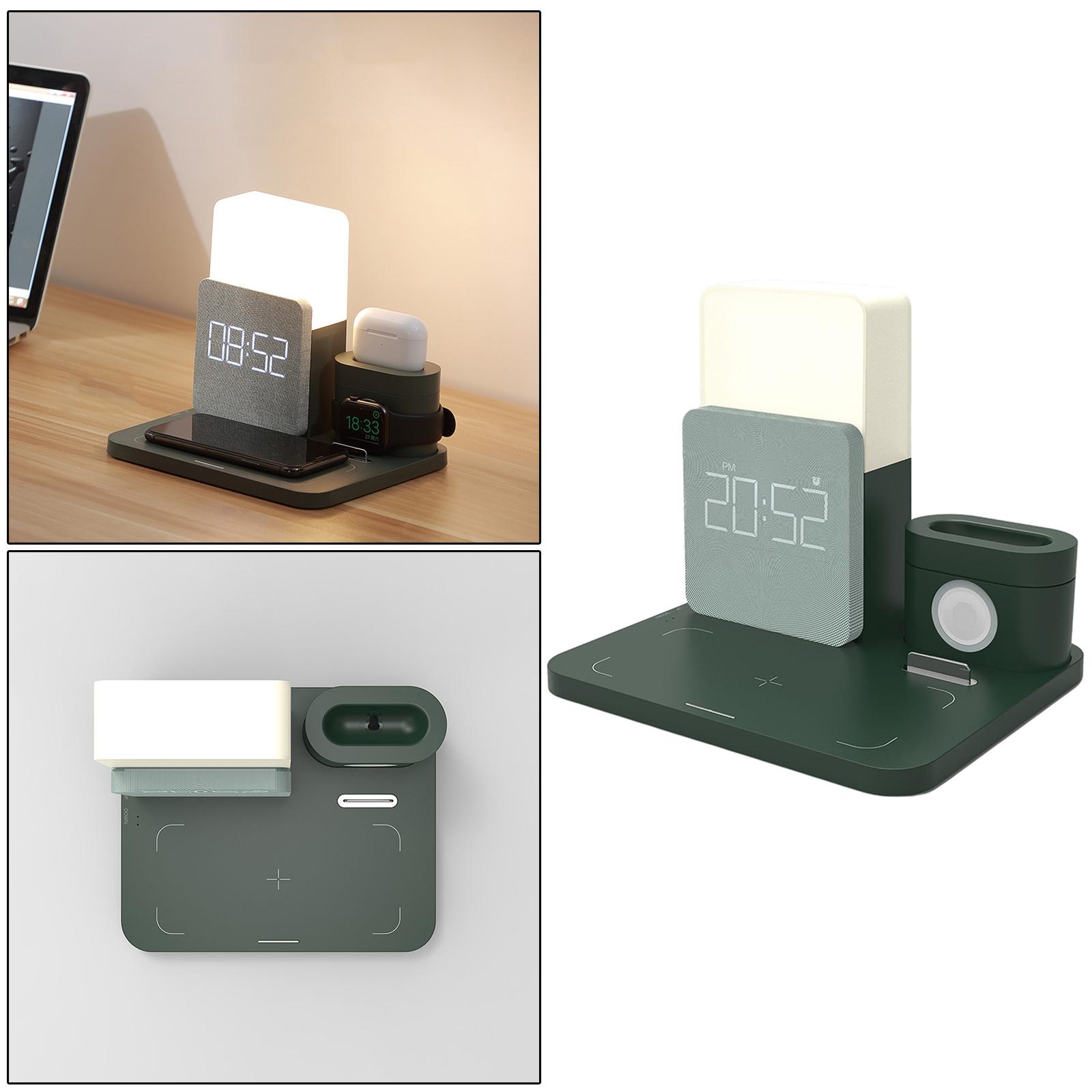 Wireless Charging Dock Wireless Charger Night light Clock For iPhone
