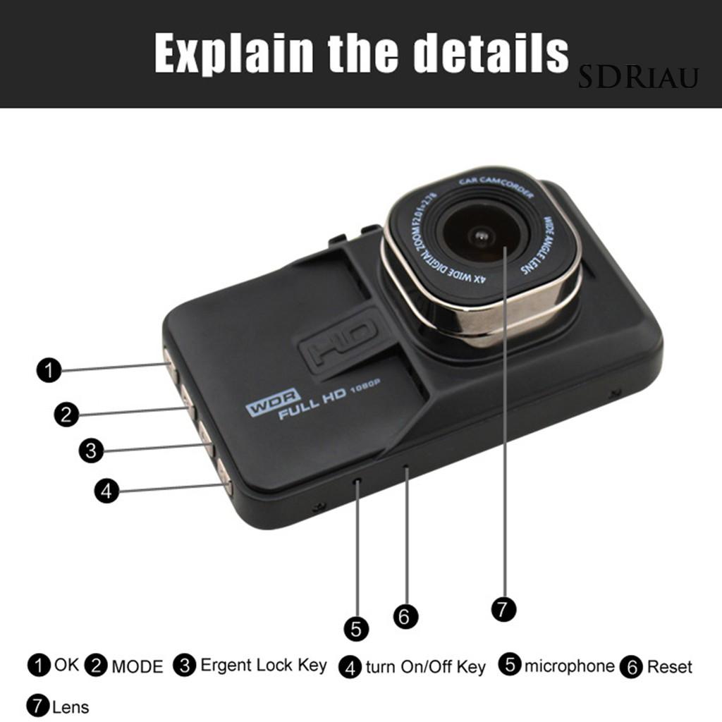 Camera Hành Trình Góc Rộng 3 Inches 1080p 160 Độ Gắn Xe Hơi Kèm Bộ Phụ Kiện