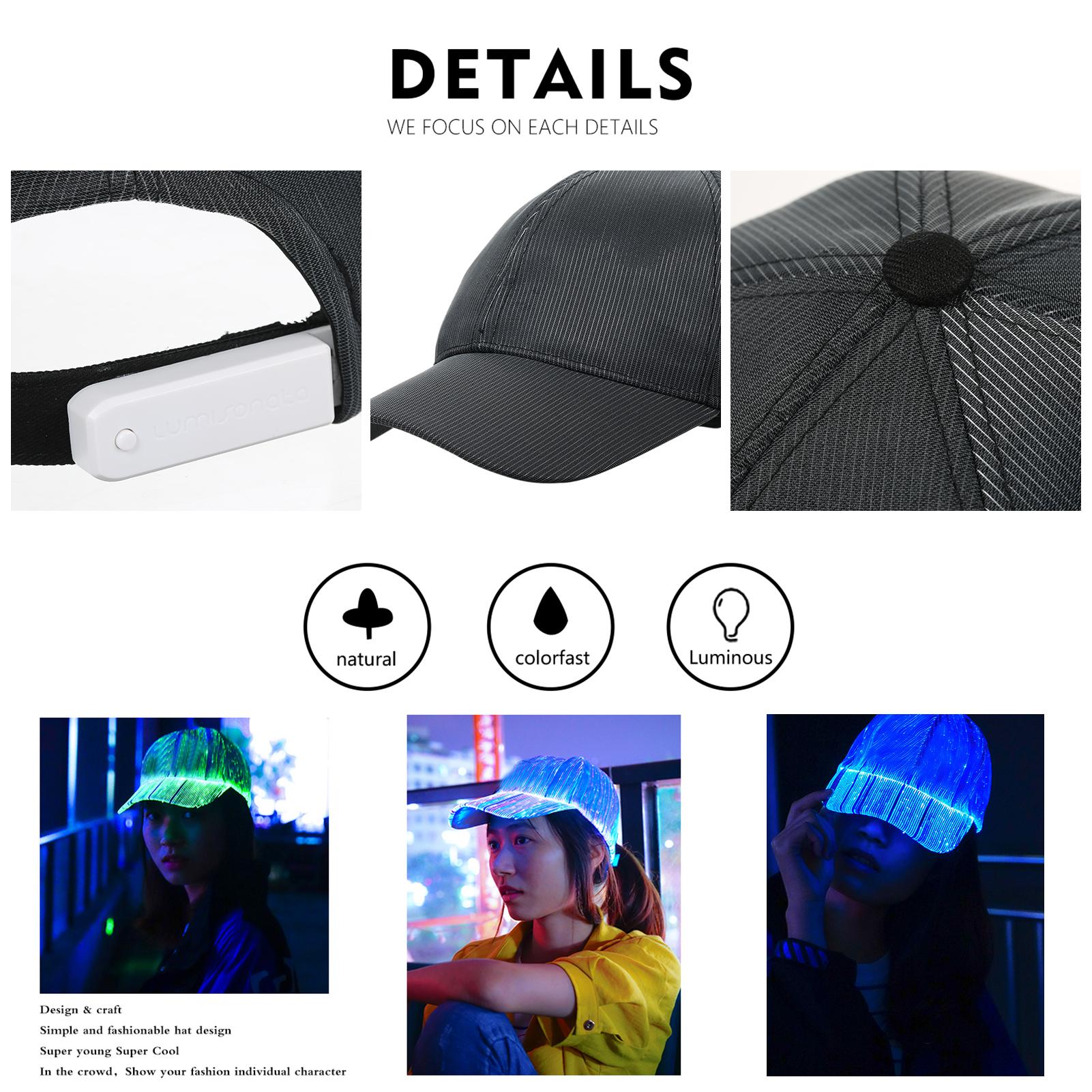 Nón kết có đèn led chiếu sáng 7 màu thay đổi và 4 chế độ ánh sáng khác nhau