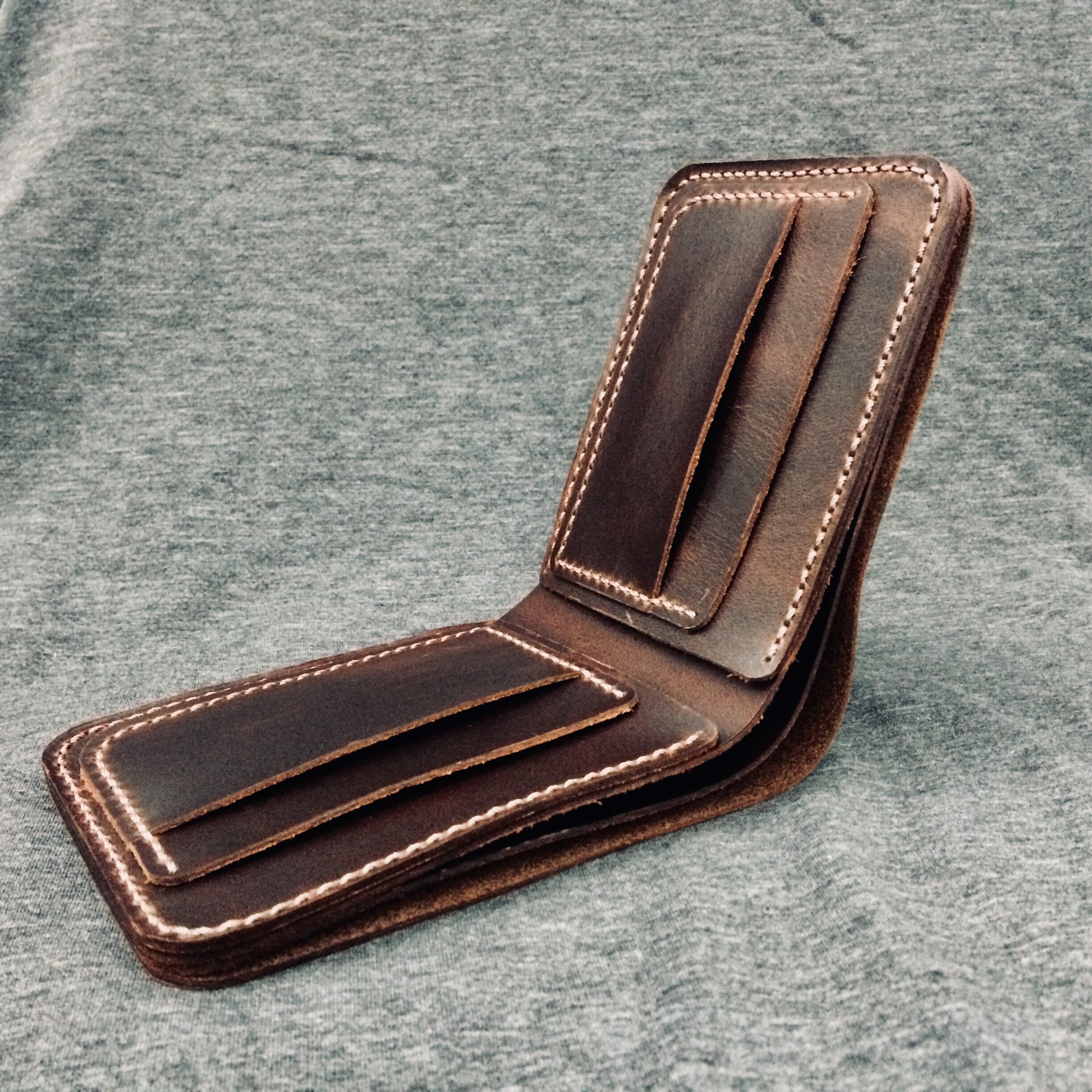 Ví nam da bò handmade bỏ túi dáng ngang