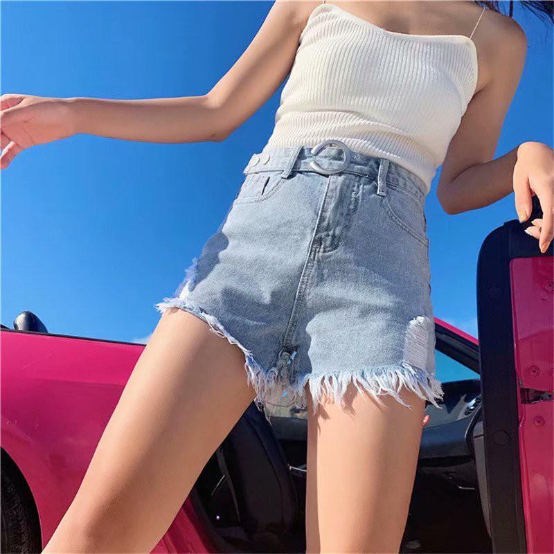 Quần Short Denim Viền Rách Thời Trang Mùa Hè Cho Nữ