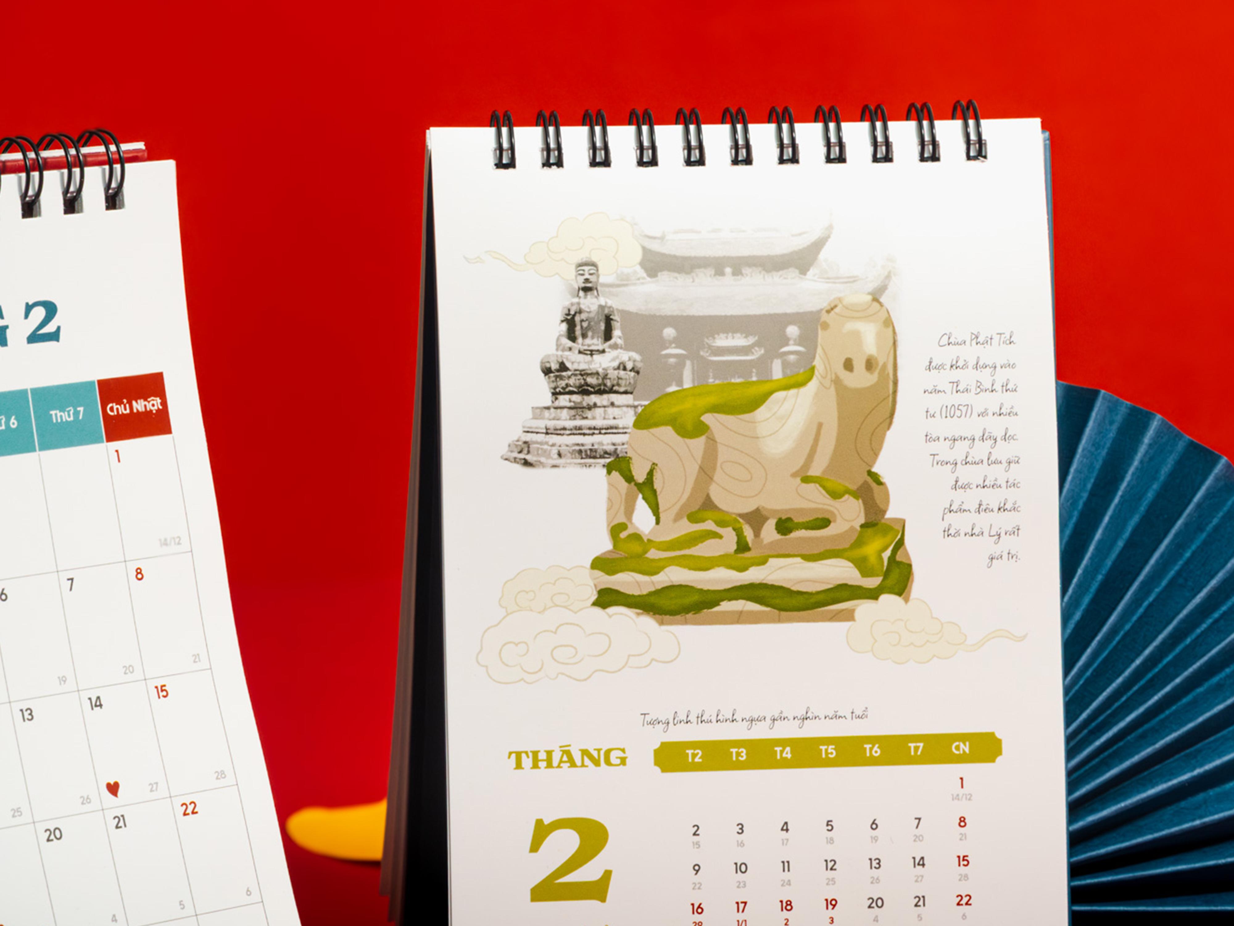 Lịch Bàn Chữ A 2026 - The Sun - Ông Mã - Màu Xanh