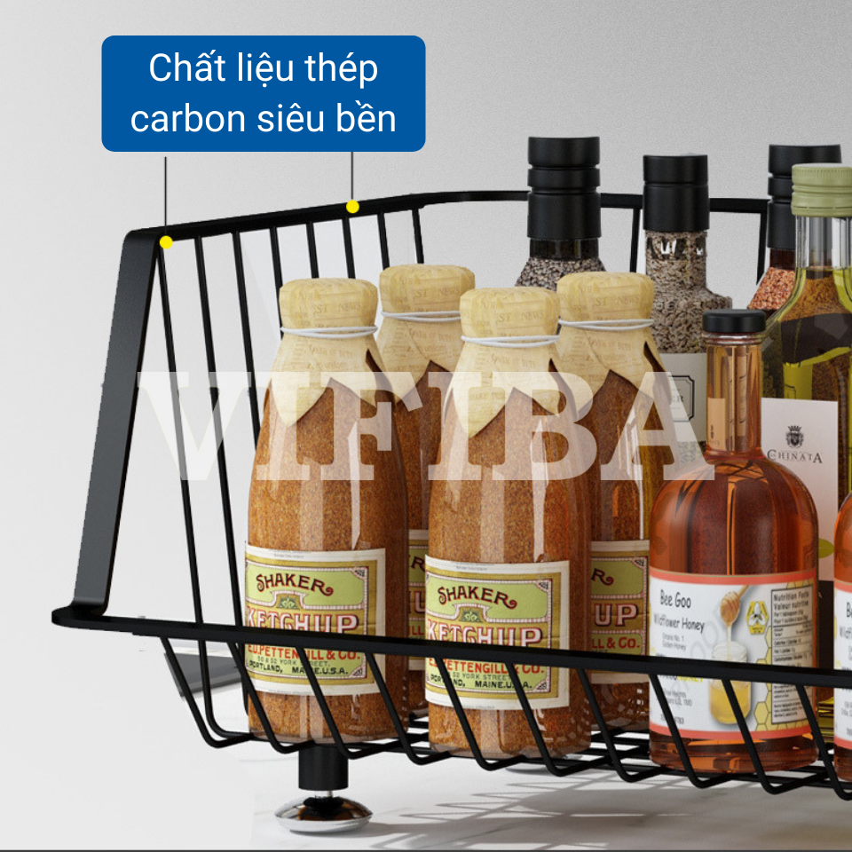 Kệ Rổ Nhà Bếp Đa Năng Chính Hãng VIFIBA Có Bánh Xe, Kệ Nhà Bếp Đựng Rau Củ Đồ Dùng Nhà Bếp Thép Carbon Chống Gỉ Sét Siêu Bền