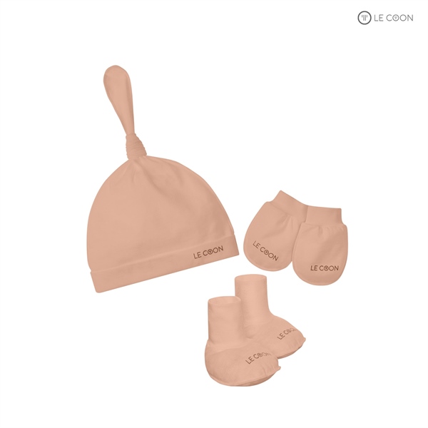 LE COON | Set Mũ Knotted, Bao Tay, Bao Chân | Vải COOL mỏng mát | Newborn