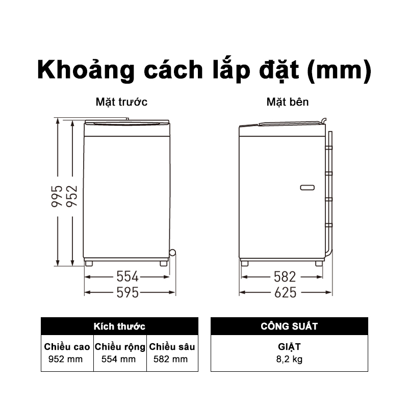 Máy giặt Panasonic cửa trên 8,2 kg NA-F82Y01DRV - Miễn phí lắp đặt - Hàng chính hãng