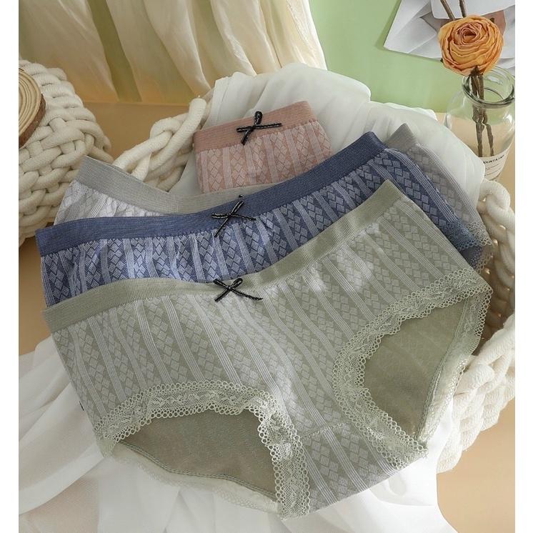 Quần Lót Cotton Viền Ren Kẻ Caro Dễ Thương Mẫu Mới