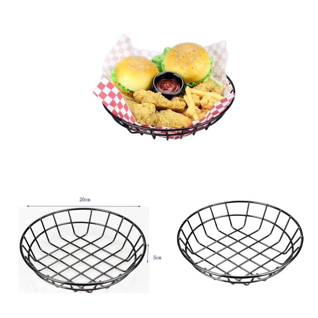 2x S Metal Fast Food Baskets Restaurant Serving for Sandwiches Fries Chips