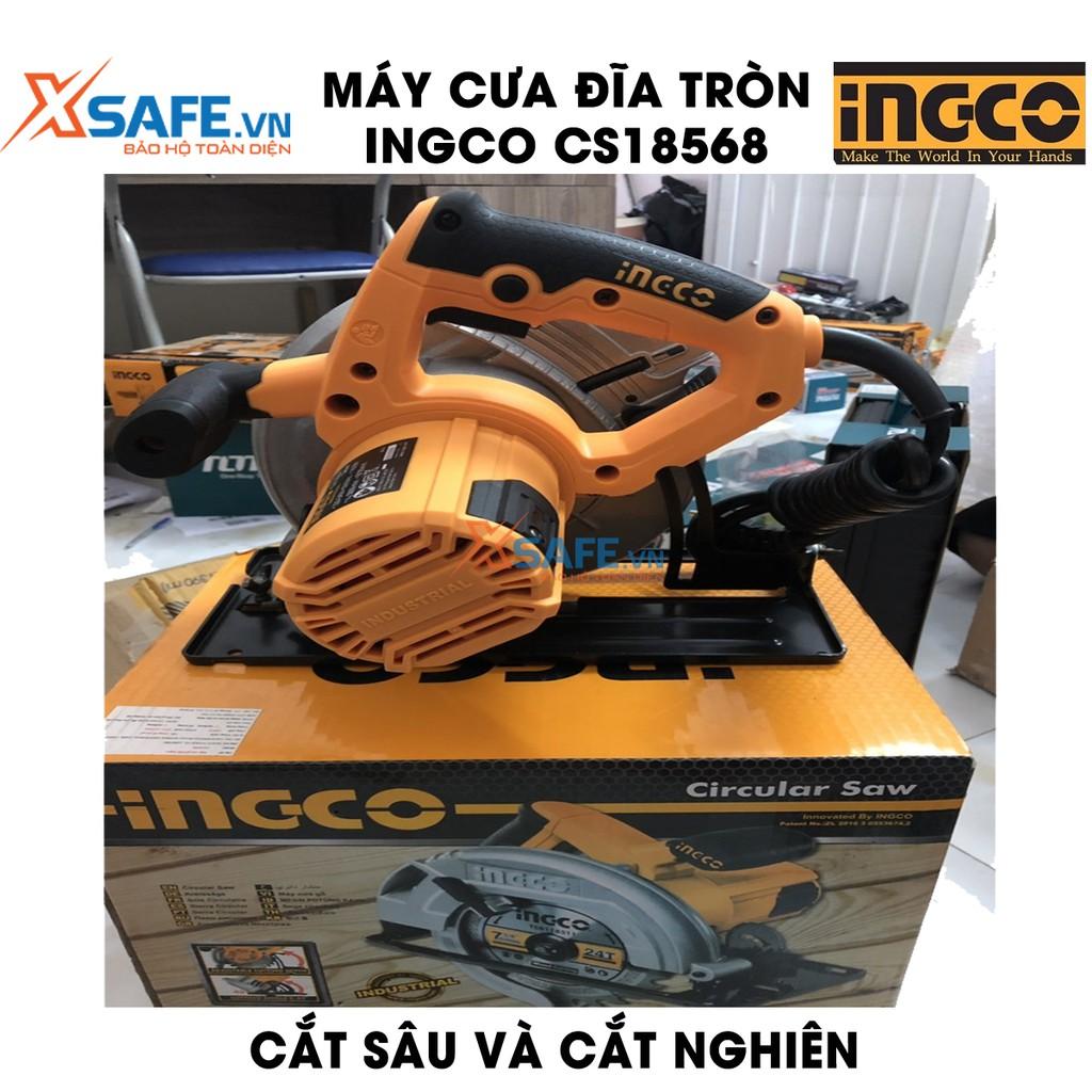 Máy Cưa đĩa tròn INGCO CS18568 kèm theo 1 lưỡi cắt 185mm và 1 bộ than, công suất 1600W, tốc độ không tải 5000rpm