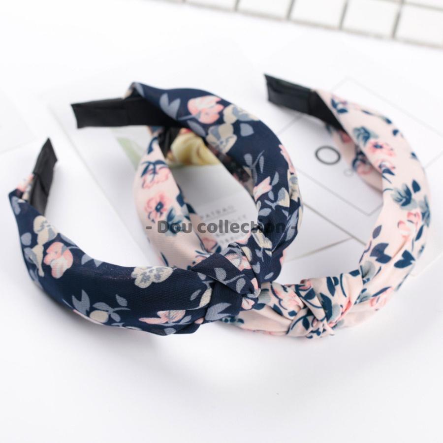 Cài Tóc (Bờm Tóc) Băng Đô Bảng To Thắt Nút Gọng Nhựa Họa Tiết Hoa Phong Cách Hàn Quốc - Mã CT012